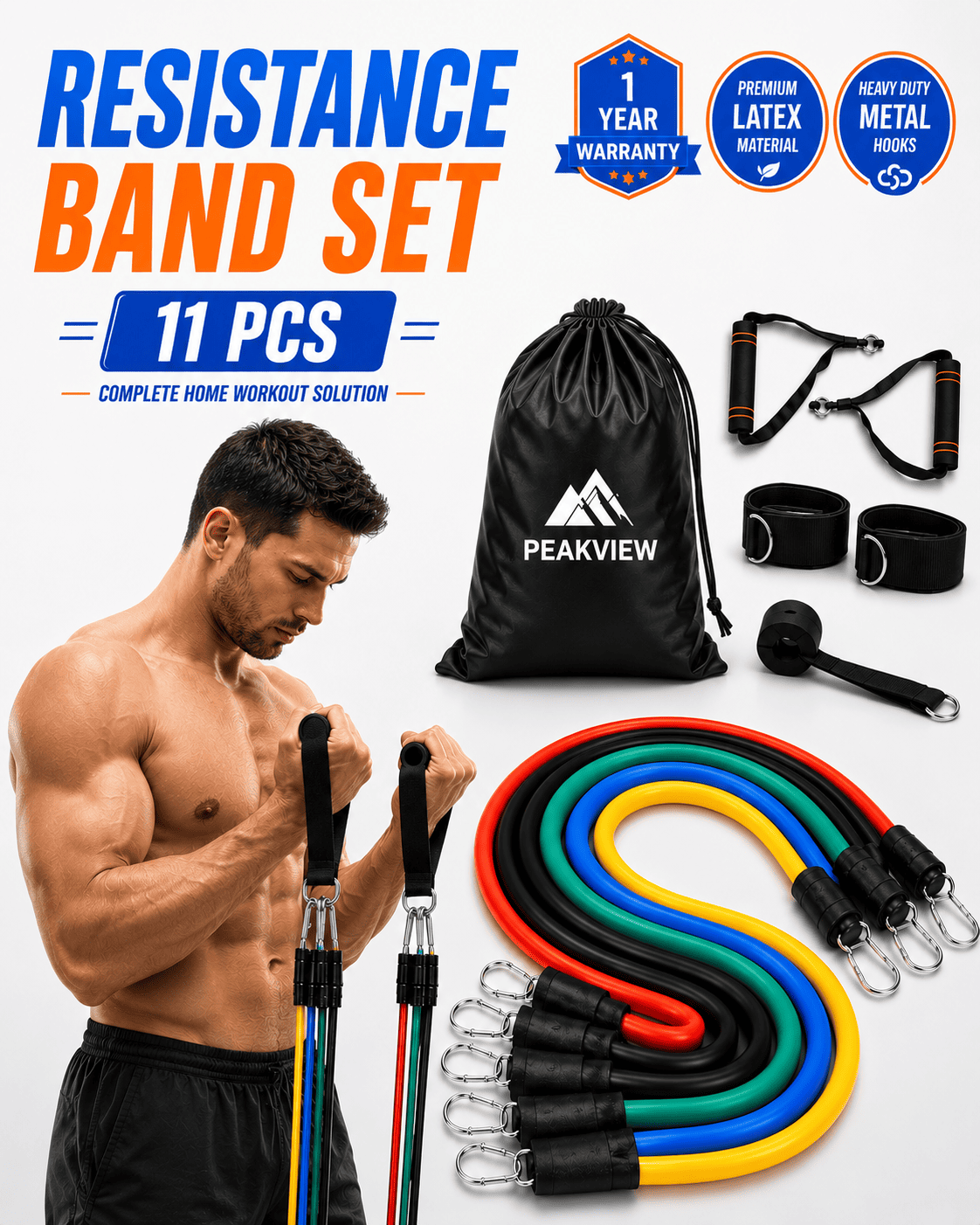 Home Gym 11 Pcs Resistance Band Set - Image 1