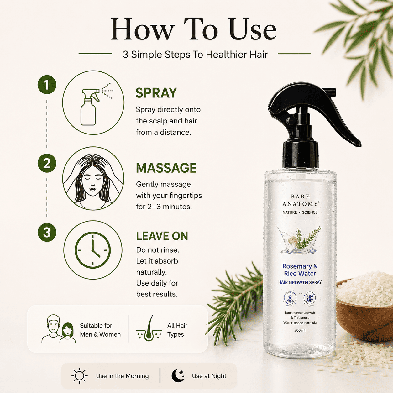 Rosemary & Rice Water Hair Growth Spray β 200ml