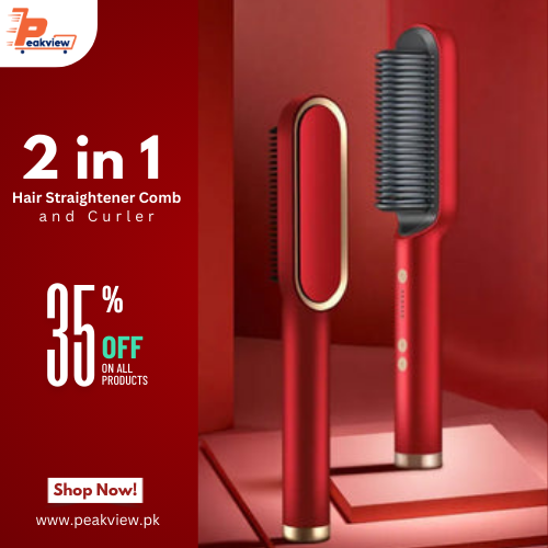 Professional Hair Straightening Brush Curler Comb 2 in 1 Peakview Store