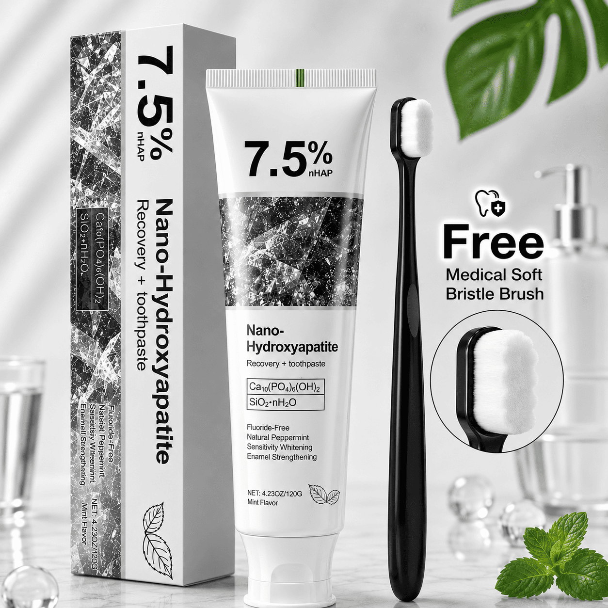 7.5% Hydroxyapatite Toothpaste + FREE Nano ToothBrush