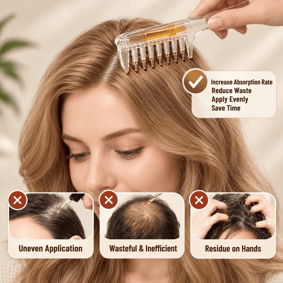 2 in 1 Hair Oil Comb & Scalp Massager – Scalp Oil Applicator