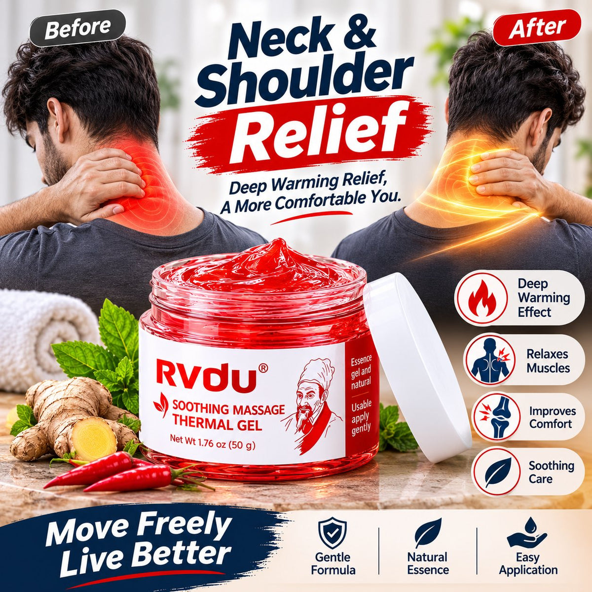 RVDU Instant Soothing Massage Thermal Gel For Pain Relief